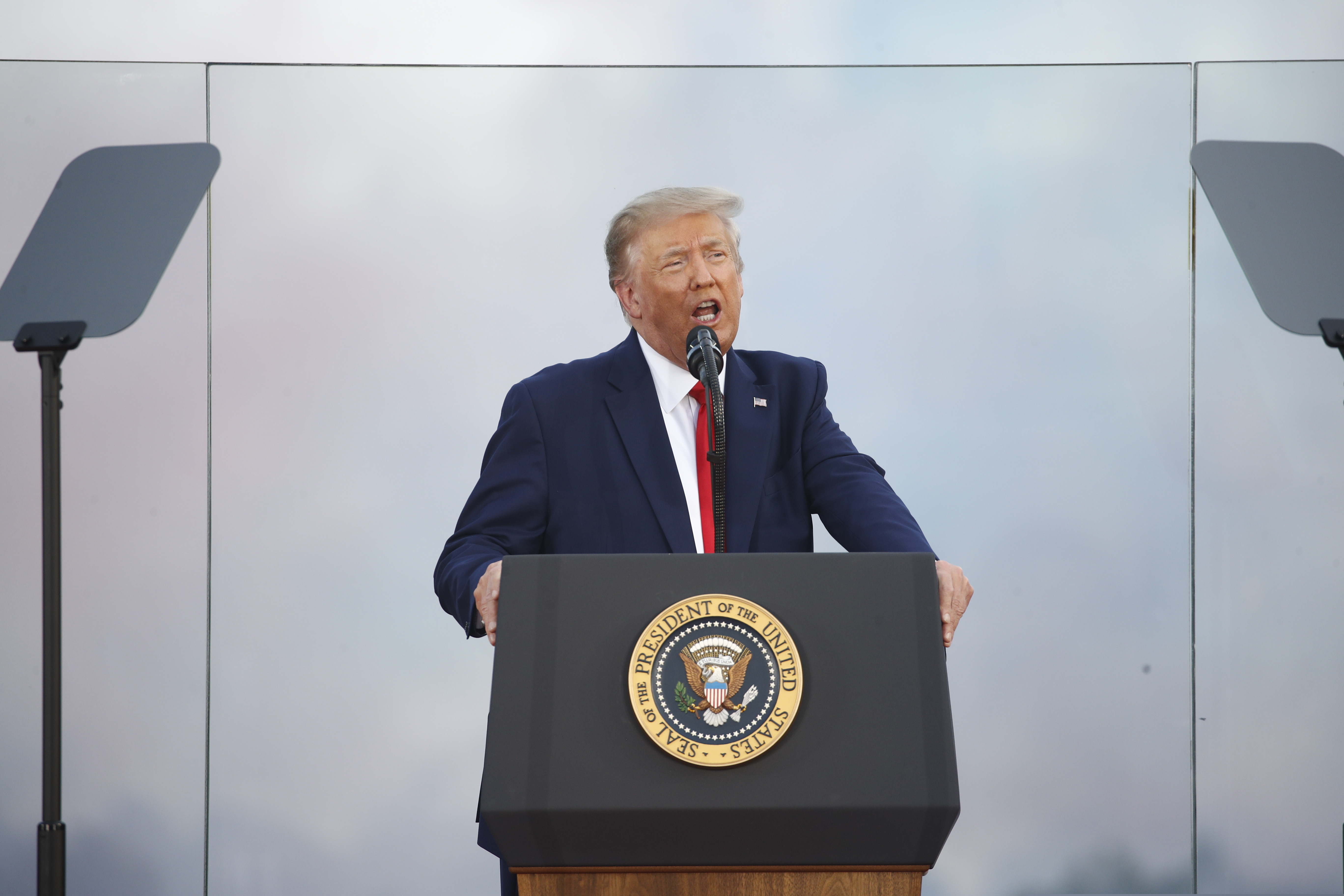 President Donald Trump speaks during a "Salute to America" event on the South Lawn of the White House, Saturday, July 4, 2020, in Washington. (AP Photo/Patrick Semansky)