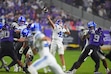 (LM Otero | AP Photo) BYU quarterback Bear Bachmeier (47) passes the ball during the second half of an NCAA college football game against TCU, Saturday, Oct. 3, 2026, in Fort Worth, Texas.