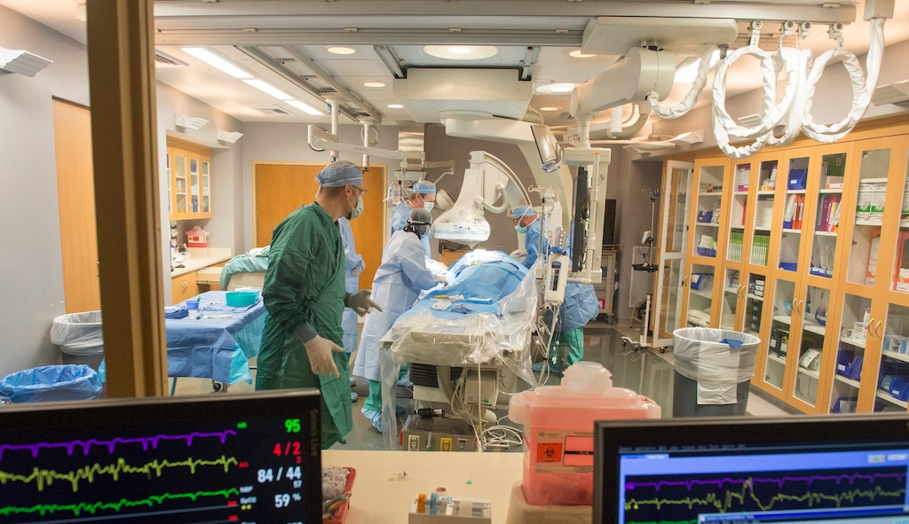 (Rick Egan  |  The Salt Lake Tribune) Doctors perform a coronary angiogram on a patient.