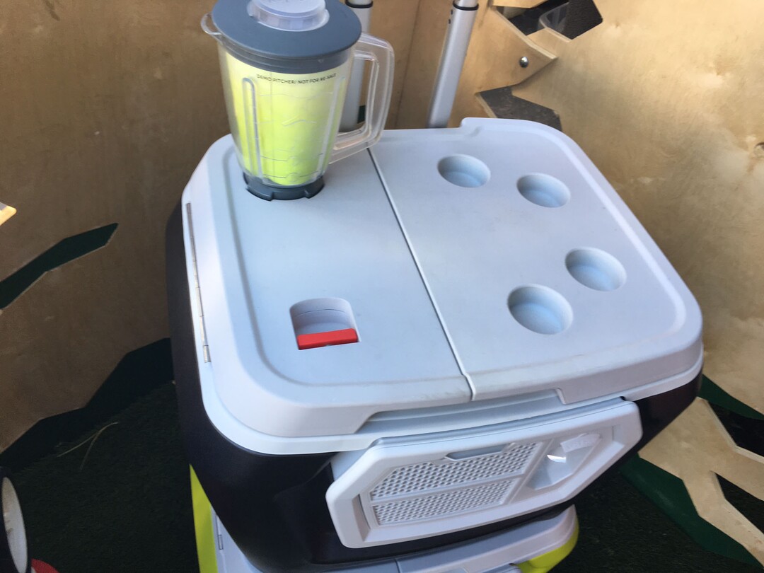Tom Wharton | Special to The TribuneThe Coolest Cooler includes a battery-powered blender, a USB charger, a Bluetooth speaker, bottle opener, corkscrew, LED light, plates, ceramic knife and cutting board.