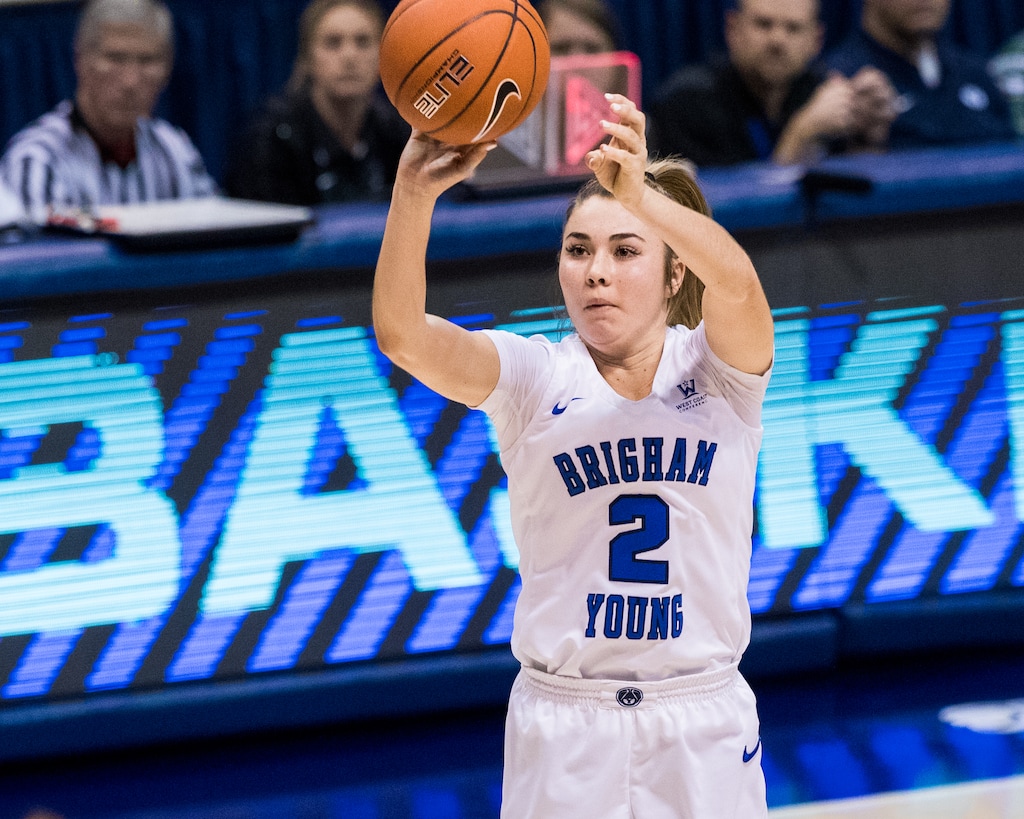 (Photo courtesy of Jaren Wilkey) Shaylee Gonzales is a 5-10 freshman point guard who leads the team in scoring and rebounding and is tied for the team lead in assists.