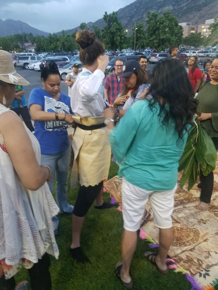 (Courtesy of Simione Malohifo’ou) Finehafo’ou Malohifo’ou graduated from Westlake High School in Utah County last month. He was not allowed to wear any leis during the ceremony, and school staff asked him to remove the traditional Tongan ta’ovala cloth he wore under his gown.