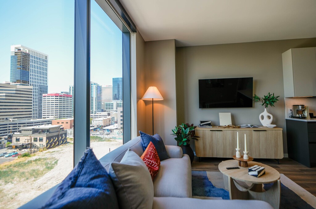 (Francisco Kjolseth  |  The Salt Lake Tribune) The new Worthington Residences, a new 31-story residential tower that opened in Salt Lake City, with 359 luxury apartments, is pictured on Wednesday, July 10, 2024.