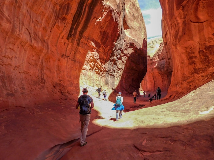 (Erin Alberty|The Salt Lake Tribune) Hikers explore Leprechaun Canyon on April 29, 2017.