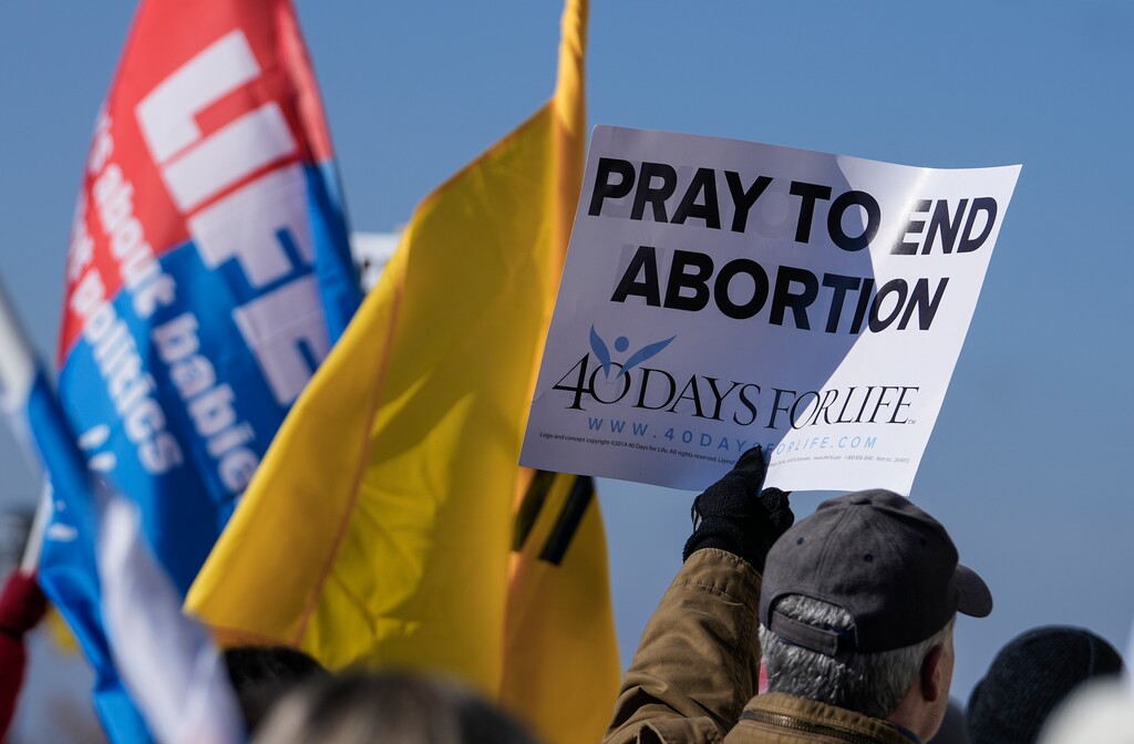 (Leah Hogsten | The Salt Lake Tribune)  Hundreds of anti-abortion activists rally at Pro-Life Utah's March for Life at the Utah Capitol in January 2022.