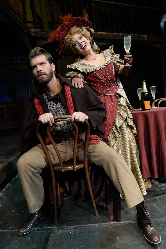 (Francisco Kjolseth  |  The Salt Lake Tribune)  Utah Opera's season opener, "La bohème," Puccini's popular tearjerker about starving artists in turn-of-the-century Paris, opens for five shows on Oct. 7, 2017. On set were: Celena Shafer (Musetta), Michael Adams (Marcello).