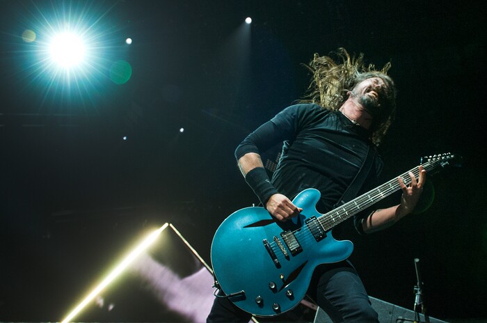 (Leah Hogsten  |  The Salt Lake Tribune)  The Foo Fighters rock the crowd at Vivint Smart Home Arena to debut their latest studio album, "Concrete and Gold" in Salt Lake City, December 12, 2017.