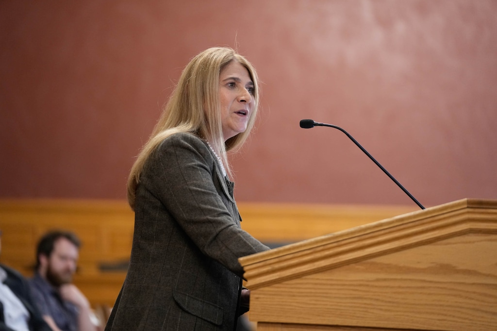 (Francisco Kjolseth | The Salt Lake Tribune) Jennifer Napier-Pearce was chosen from among 20 applicants late Tuesday, June 9, 2026, to fill a vacancy for downtown-centered District 4 on the Salt Lake City Council. She was sworn in minutes after her selection.