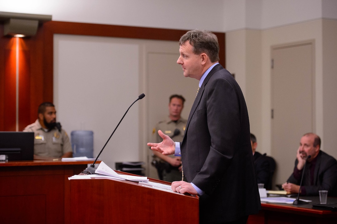(Trent Nelson  |  The Salt Lake Tribune) Assistant Attorney General Lance Sorenson during a hearing on Salt Lake City’s case against the creation of the Utah Inland Port, a controversial international trading hub planned for a large swath of the municipality’s northwestern side, in Salt Lake City on Monday Nov. 18, 2019.
