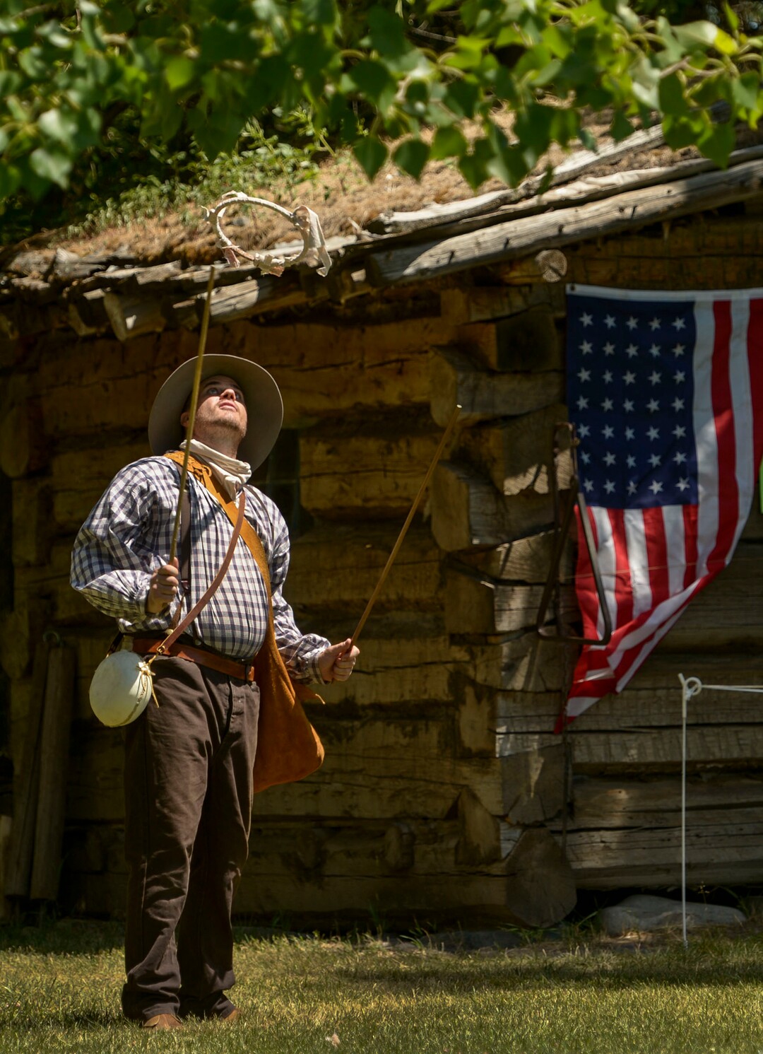 (Leah Hogsten  |  The Salt Lake Tribune) Brian Jenkins plays graces, a mid-1800s game during Pioneer Day festivities at the American West Heritage Center in Wellsville, July 24, 2020.