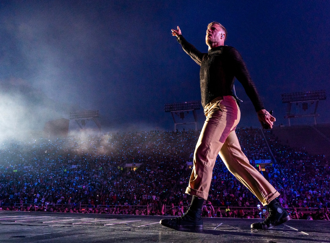 (Rick Egan | The Salt Lake Tribune) Dan Reynolds performs with Imagine Dragons, at Rice-Eccles Stadium, on Friday, Aug. 5, 2022.
