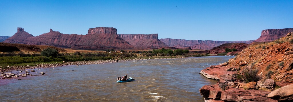 (Leah Hogsten | The Salt Lake Tribune)  A Moab-based Colorado River rafting company begins their float trip at the Lower Oniion Creek rapids, Saturday, Aug. 13, 2022.  