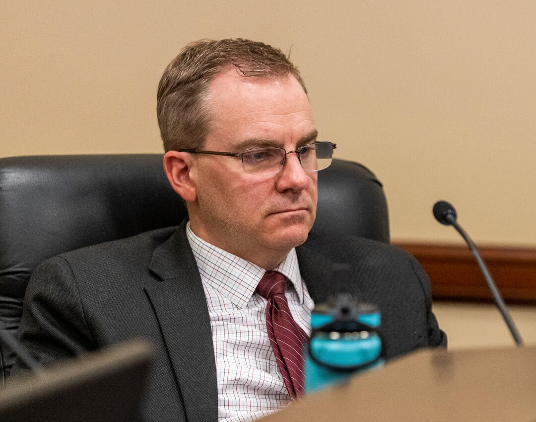 Rick Egan | The Salt Lake Tribune) Sen. Lincoln Fillmore listens to speakers as they comment on SB114, during an Education committee hearing on Thursday, January 27, 2022.