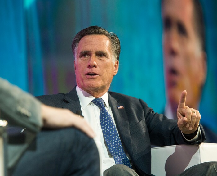 (Rick Egan  |  The Salt Lake Tribune)   Mitt Romney speaks at the Tech Summit at the Salt Palace Convention Center,  Friday, January 19, 2018.


