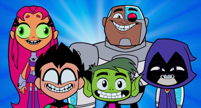 (courtesy Warner Bros. Pictures) The Teen Titans, DC Comics' junior crimefighters — from left, Starfire, Robin, Beast Boy, Cyborg and Raven) — head to Tinseltown in the animated "Teen Titans Go! To the Movies," opening nationwide on July 27, 2018.