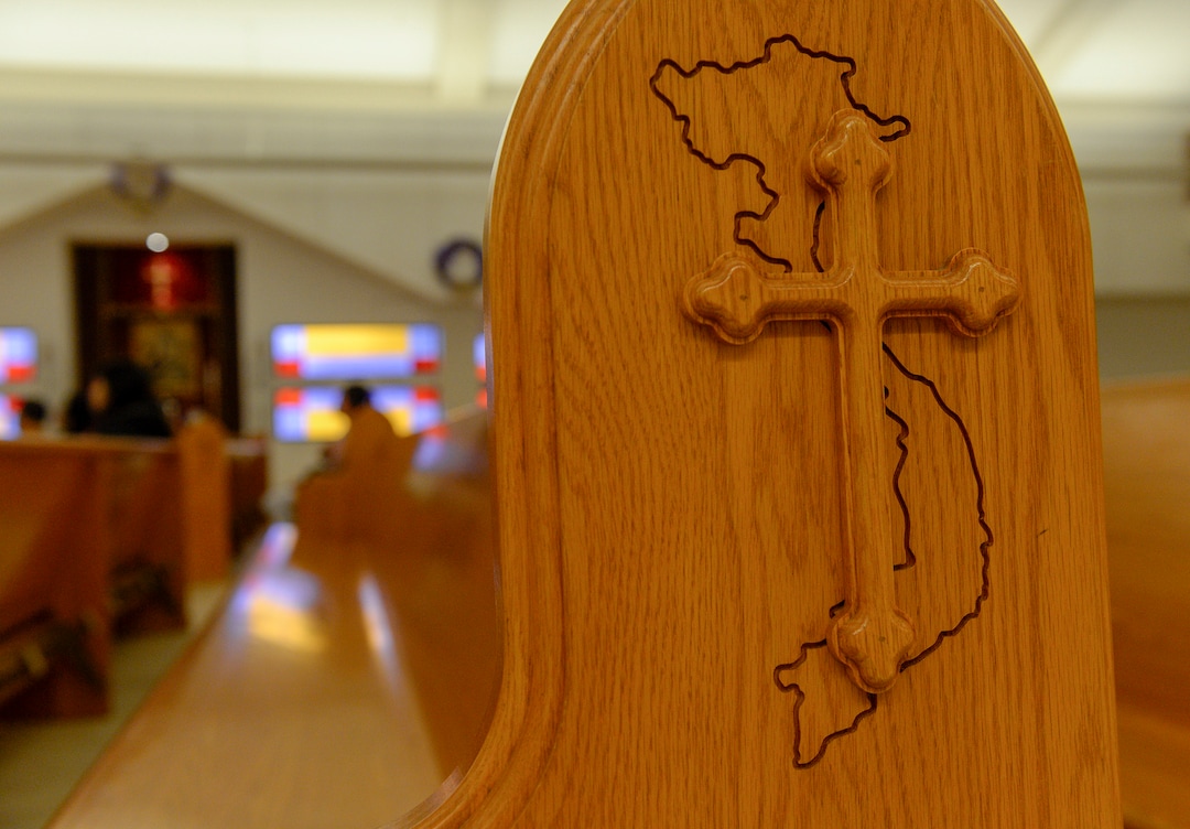 Leah Hogsten  |  The Salt Lake Tribune Members of Our Lady of Perpetual Help Catholic church participate in morning mass,  Wednesday, Dec. 5, 2018 in Kearns. The mostly Vietnamese congregation purchased the former Church of Jesus Christ of Latter-day Saints church in 2003 and now holds services in the former Mormon church's basketball gymnasium. Mormons now make up less than 50% of Salt Lake County. 