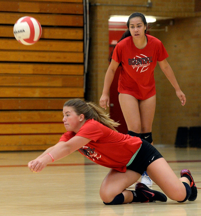 (Al Hartmann  |  The Salt Lake Tribune)  
Bountiful High School volleyball libero Holland Vande Merwe practices with the Braves in August 2017.