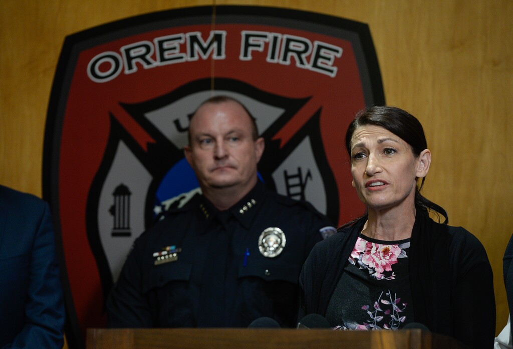 (Francisco Kjolseth | The Salt Lake Tribune) Brenda Marsh mother of Emily Quijano who disappeared in 2015, gives a brief statement alongside police and prosecutors who shared a few more details at the Orem Police Department on Tuesday, Nov. 31, 2017, after aggravated murder charges were filed against Christopher Poulson in connection with the disappearance of Quijano and her 3-year-old son, Gabriel Almaron.