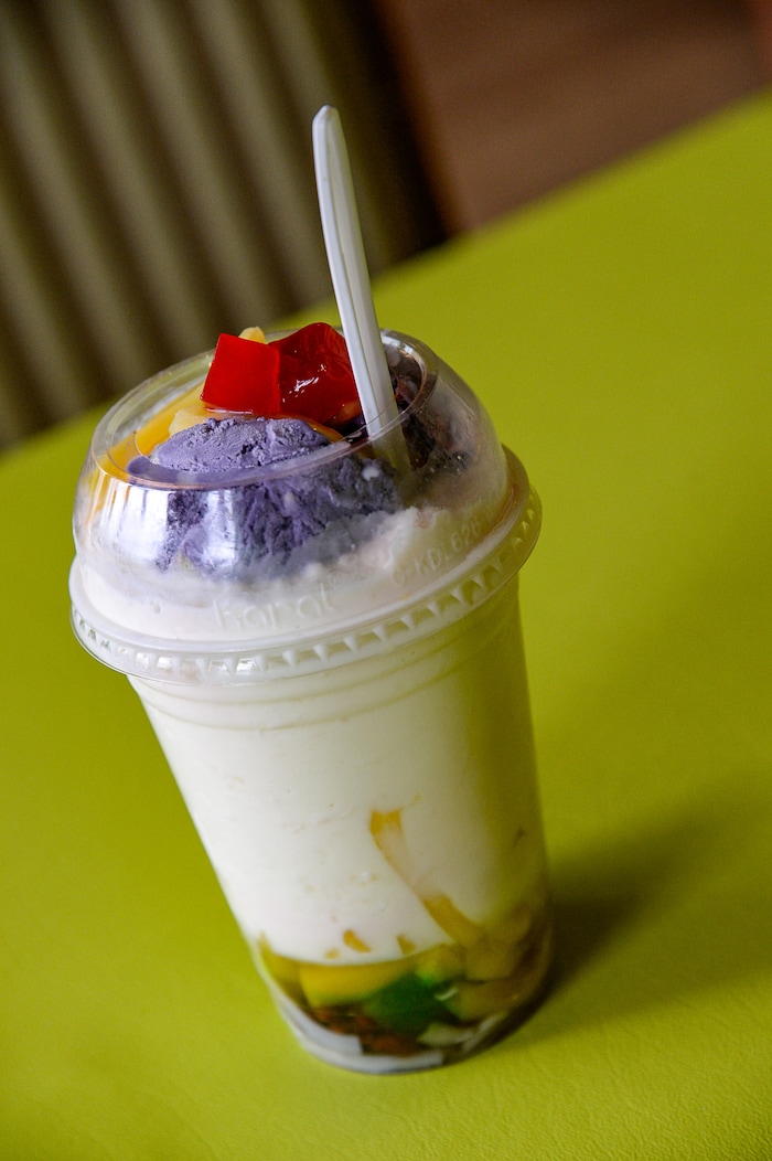 (Francisco Kjolseth  |  The Salt Lake Tribune)  Filled with multiple yummy sweet offering the Halo Halo desert at BFF Turon, a new Filipino restaurant in West Jordan is one of the traditional deserts available to customers.