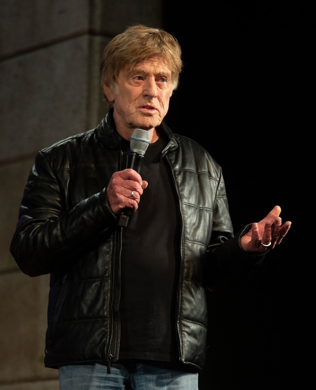 (Rick Egan  |  The Salt Lake Tribune)     Robert Redford says a few words at the opening news conference for the 2019 Sundance Film Festival at the Egyptian Theatre in Park CIty, Thursday, Jan. 24, 2019.