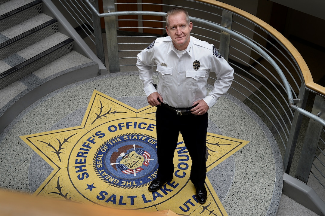 Scott Sommerdorf   |  The Salt Lake Tribune  Sheriff Jim Winder, poses in the atrium at the Salt Lake Sheriff's building, Saturday, July 15, 2017. 