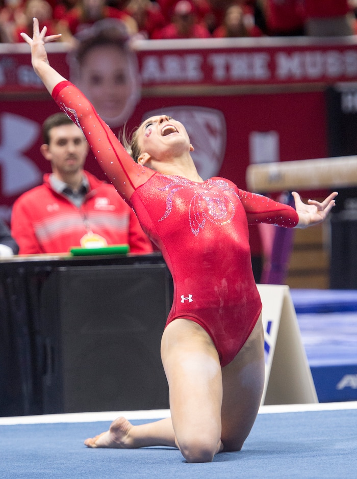 Rick Egan  |  The Salt Lake Tribune

MyKayla Skinner performs on the floor for the Utes, in gymnastics action, Utah vs UCLA, at the Huntsman Center, Saturday, February 18, 2017.