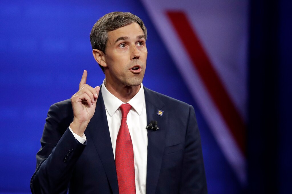 (Marcio Jose Sanchez | AP file photo) In this Oct. 10, 2019, file photo Democratic presidential candidate former Texas Rep. Beto O'Rourke speaks during the Power of our Pride Town Hall in Los Angeles. O’Rourke’s assertion last week that religious institutions should face the loss of their tax exemption for opposing same-sex marriage.