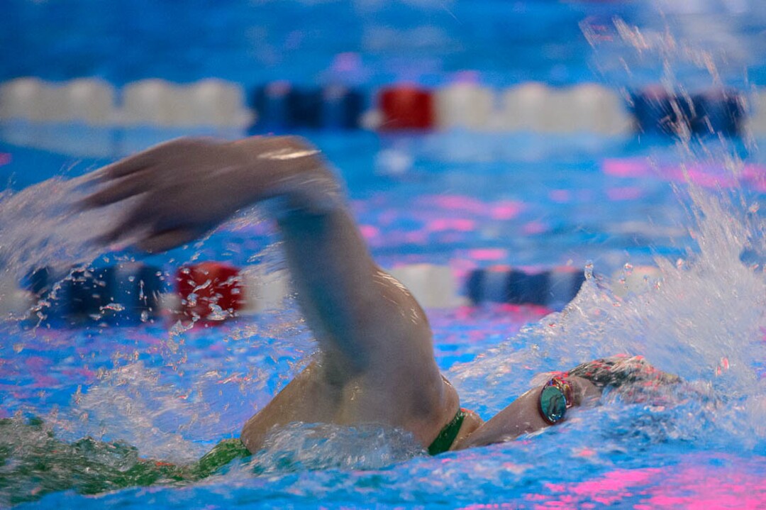 (Trent Nelson | The Salt Lake Tribune)  Kearns High School's Keely Christenot wins the Women 200 Yard Freestyle at the high school swimming 6A State Championships in Bountiful, Thursday February 8, 2018.