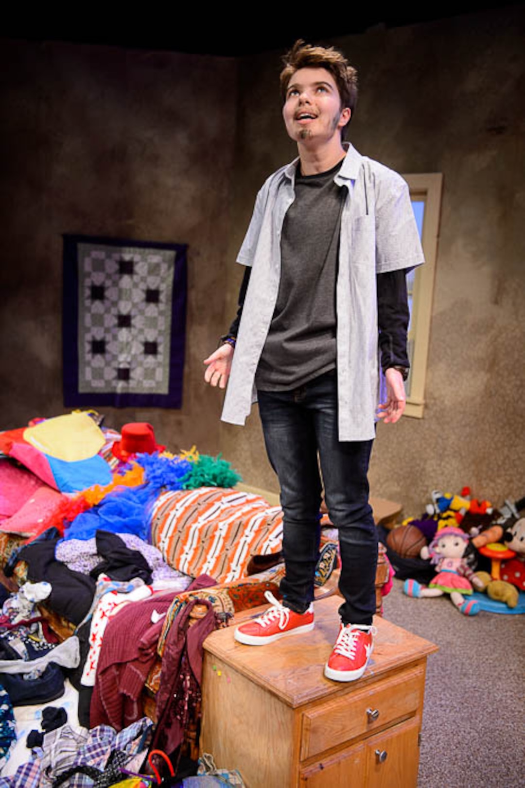 (Trent Nelson | The Salt Lake Tribune)  Liggera Edmonds-Allen in Salt Lake Acting Company's production of "Hir," a dark contemporary comedy about a veteran who comes home from war to find his mother has been unbound from his tyrannical father — aided by Max, a young trans sibling.