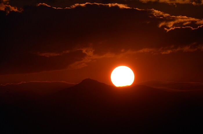(Scott Sommerdorf   |  The Salt Lake Tribune)   
Fans at the Skyline / Brighton football game were treated to a nice sunset during first half play. Skyline held a 14-10 lead at the half over Brighton, Friday, September 15, 2017.