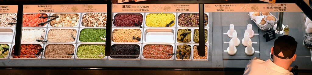 (Tribune file photo) 	
This 2016 file photo shows a salad bar at a Harmons grocery store. Utah is now allowing self-serve food buffets to operate again.