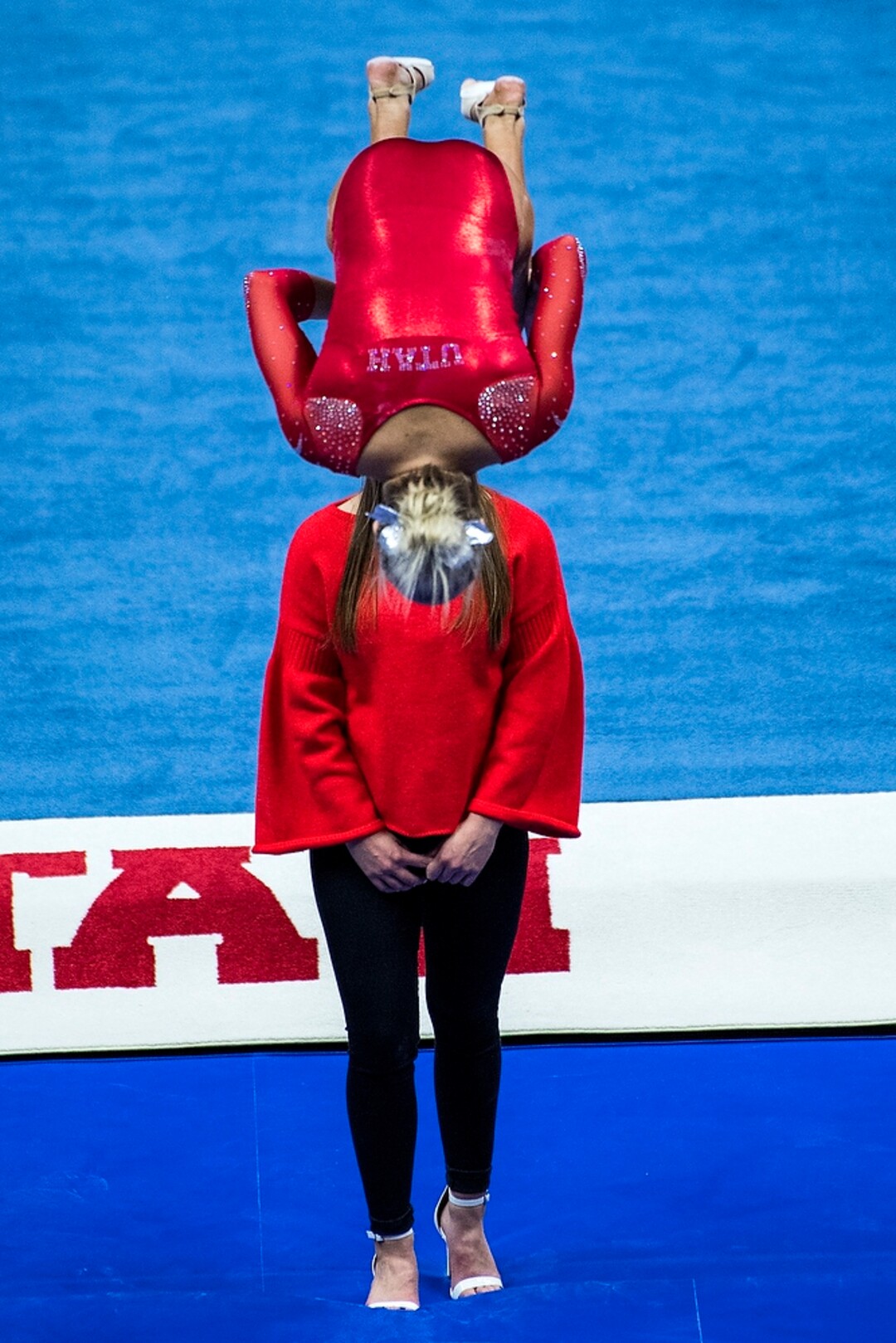 (Chris Detrick  |  The Salt Lake Tribune)  Utah's Mykayla Skinner competes on the beam during the gymnastics meet against Brigham Young University Friday, January 5, 2018.  
