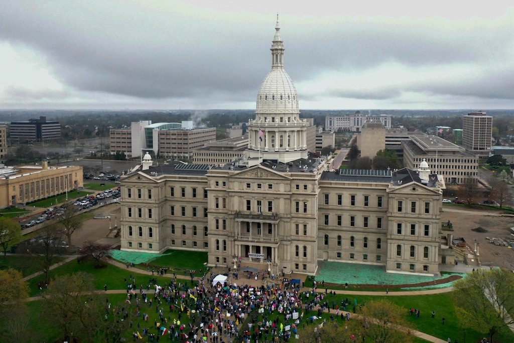 (Neil Blake/The Grand Rapids Press via AP)

The Michigan Capitol, Lansing, Mich., April 30, 2020.
