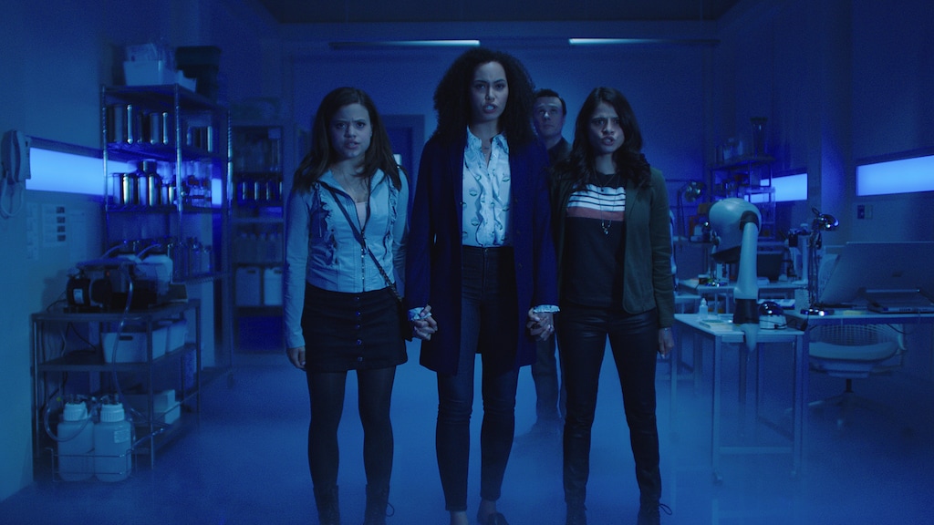 (The CW) Sarah Jeffery, Madeleine Mantock, Rupert Evans and Melonie Diaz in the reboot of “Charmed,” which premieres this fall.