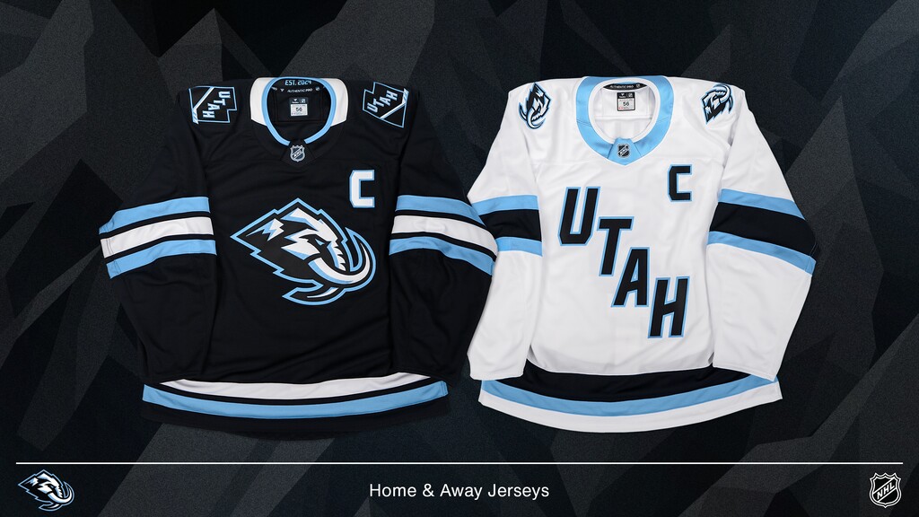 (SEG) Up-close views of the Utah Mammoth's new home and away jerseys.