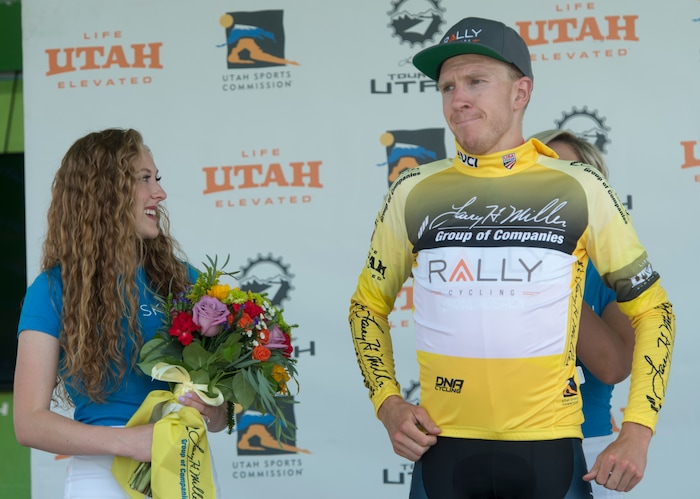 (Rick Egan  |  The Salt Lake Tribune)  Rob Britton retains the yellow jersey, in the Tour of Utah stage 5, Friday, August 4, 2017.


