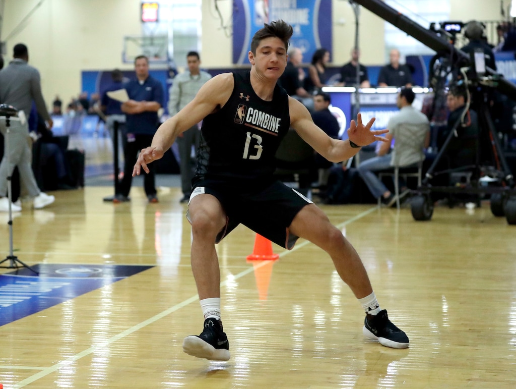 Grayson Allen, from Duke, participates in the NBA draft basketball combine Thursday, May 17, 2018, in Chicago. (AP Photo/Charles Rex Arbogast)