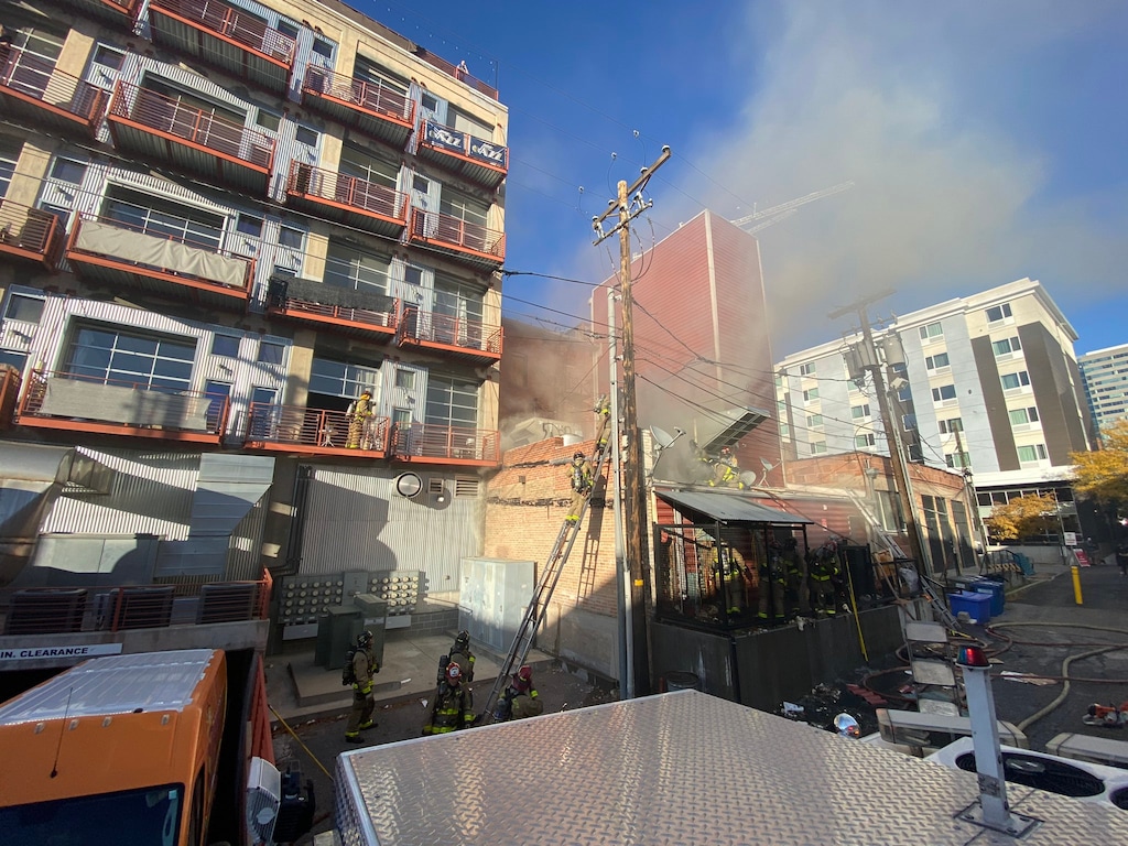 (Courtesy of Salt Lake City Fire Department Twitter) A fire broke out at 155 West 200 South at downtown bar Lake Effect on Thursday, October 28, 2021.
