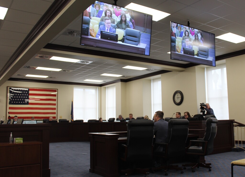 (Emily Anderson Stern | The Salt Lake Tribune) Rep. Brady Brammer, R-Pleasant Grove, speaks to the House Judiciary Committee about Joint Resolution 2 in the Senate Building at the Capitol, on Wednesday, Jan. 18, 2023. The legislation would likely end a hold on Utah's abortion trigger law by amending court rules to change the standards judges have to meet when issuing an injunction.