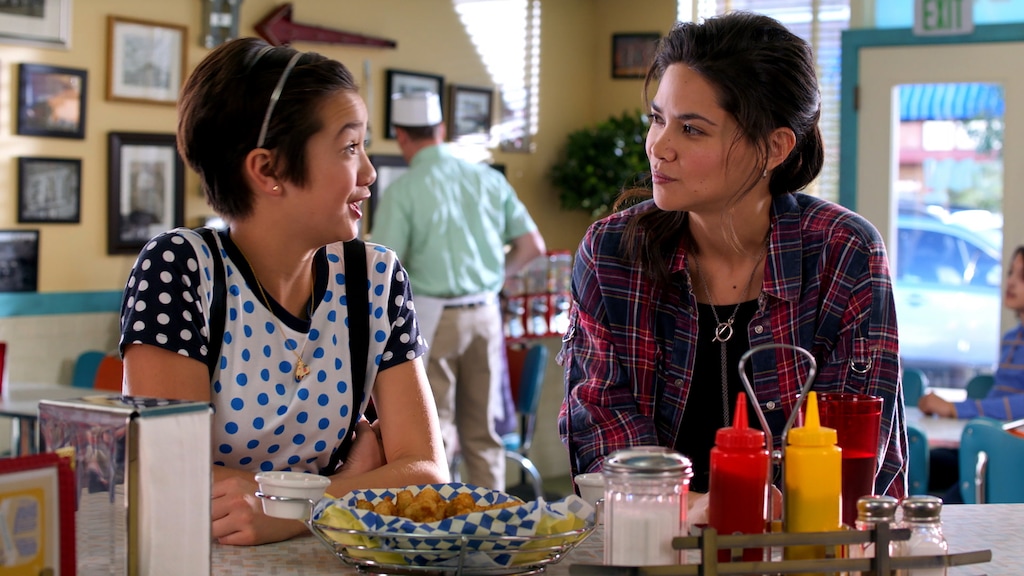 (Photo courtesy of the Disney Channel) Peyton Elizabeth Lee (as Andi) and Lilan Bowden (as Bex) are seen here in Magna filming an episode of “Andi Mack.”