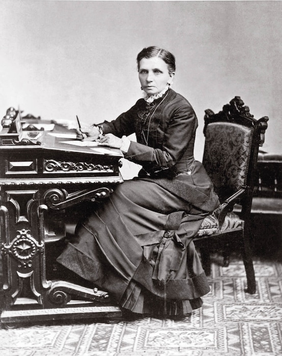 (Photo courtesy of the Church History Library)
Emmeline B. Wells traveled to Washington, D.C., in January 1879 to attend the annual
convention of the National Woman Suffrage Association. In her diary entry of Jan. 14, Wells noted, “This morn. went to Photo-gallery had pictures taken.” The photograph was taken at the Charles M. Bell studio in Washington.