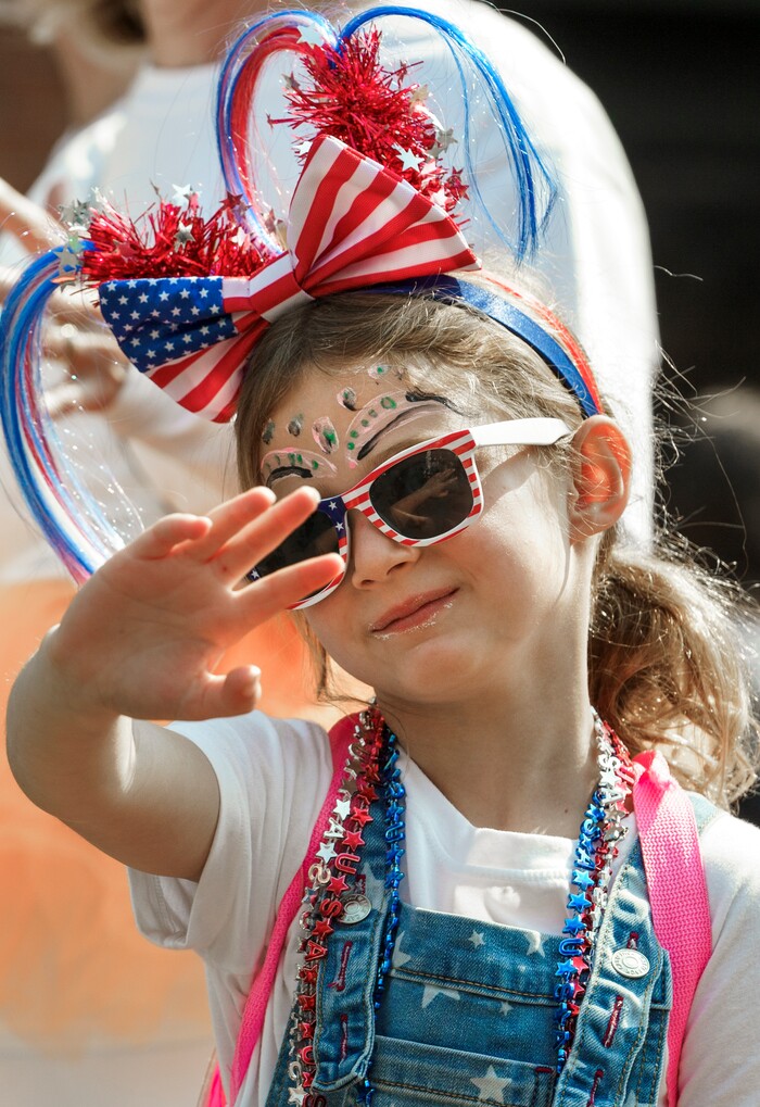 (Leah Hogsten | The Salt Lake Tribune) Ava Decandio takes part in the parade on Main Street in Park City on Labor Day, Sept. 6, 2021 during its 125th anniversary celebration of Miners’ Day.