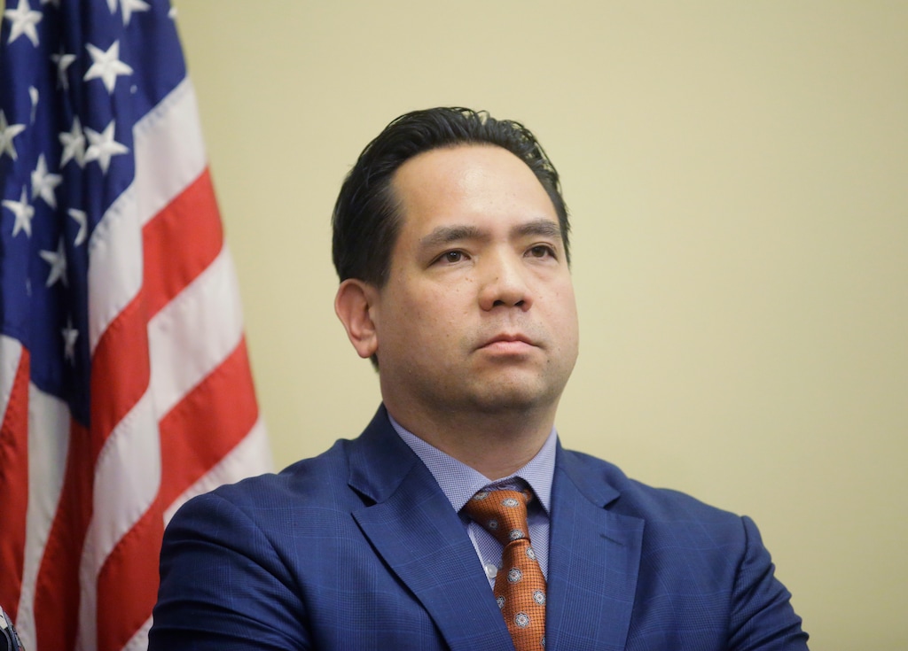 (Rick Bowmer | AP file photo) In this Feb. 23, 2017, file photo, Utah Attorney General Sean Reyes looks on during a news conference at the Utah State Capitol in Salt Lake City. This week he signed onto a brief supporting an attempt to block New York from disbanding the NRA on allegations of corruption.