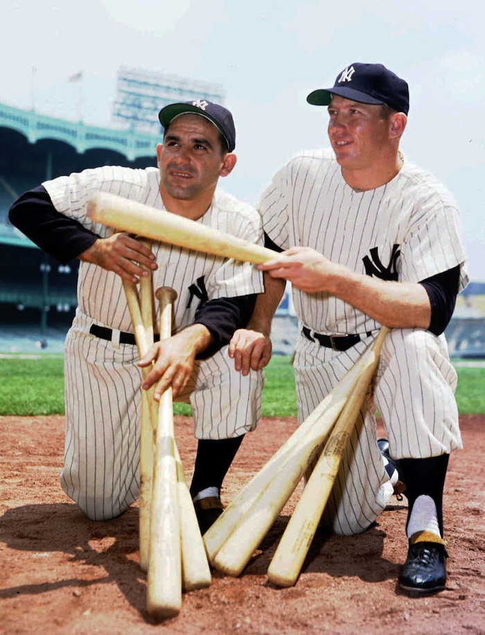 Mickey Mantle (with Yogi Berra), distant cousin of former LDS Church President David O. McKay