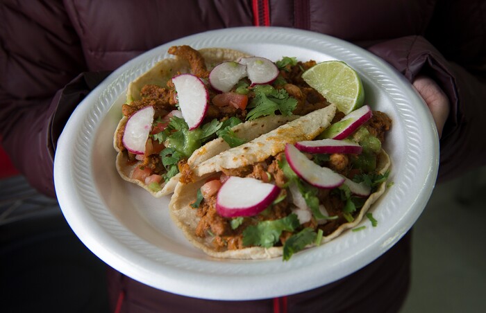 (Scott Sommerdorf   |  The Salt Lake Tribune)   Al pastor tacos at Anaya's Market, which has a taqueria in back, at 1490 Munchkin Road in Park City.