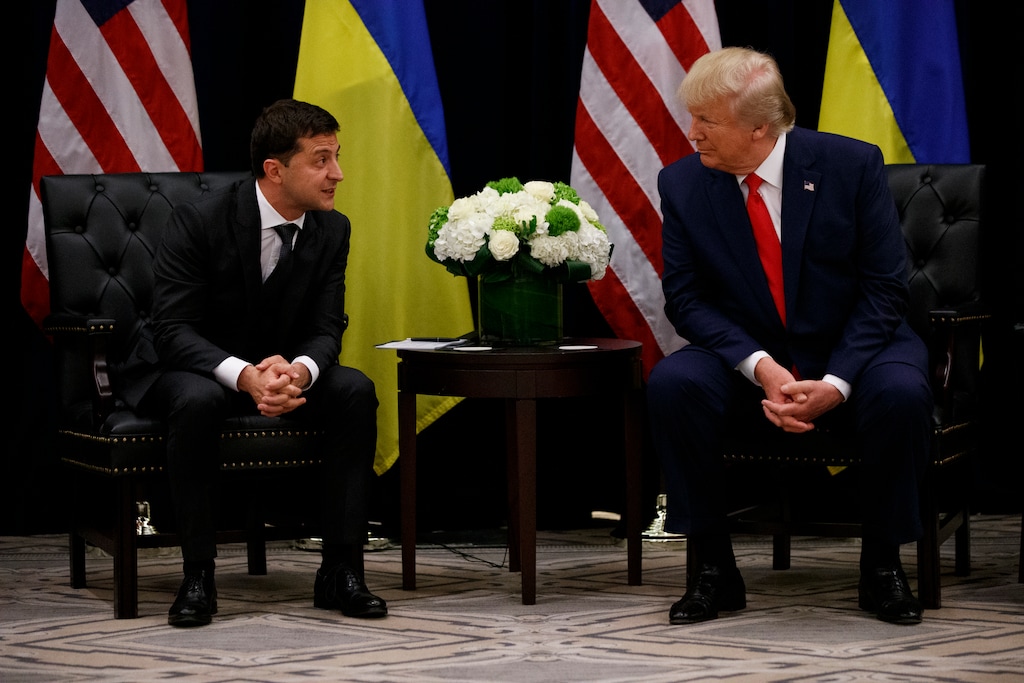 (Evan Vucci | AP file photo) President Donald Trump meets with Ukrainian President Volodymyr Zelenskiy at the InterContinental Barclay New York hotel during the United Nations General Assembly, Wednesday, Sept. 25, 2019, in New York.