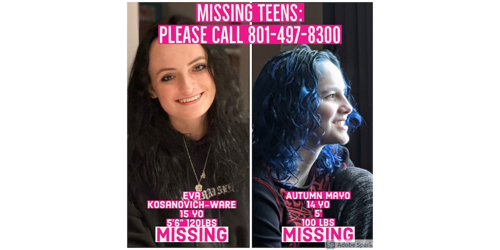 (Courtesy image) Eva Kosanovich-Ware, 15, and Autumn Mayo, 14, who were reported missing, have been found safe.