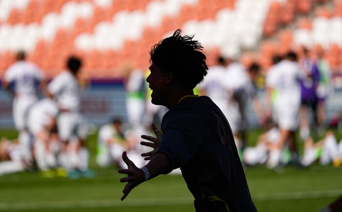 (Francisco Kjolseth | The Salt Lake Tribune) Alta goalie Thiago Moreira (1) celebrates with the team following his clutch saves in shootout during the 5A State Soccer Championship title game over Lehi at Rio Tinto Stadium, Wednesday, May 25, 2022. Alta defeated Lehi in shootout 3-1.