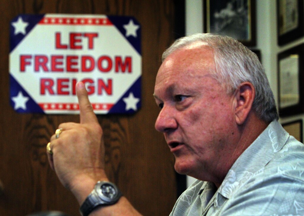 (Rick Egan | The Salt Lake Tribune) Arizona Senator Russell Pearce talks in his office at the State Capitol in Phoenix, Ariz., Monday, Sept. 27, 2010.