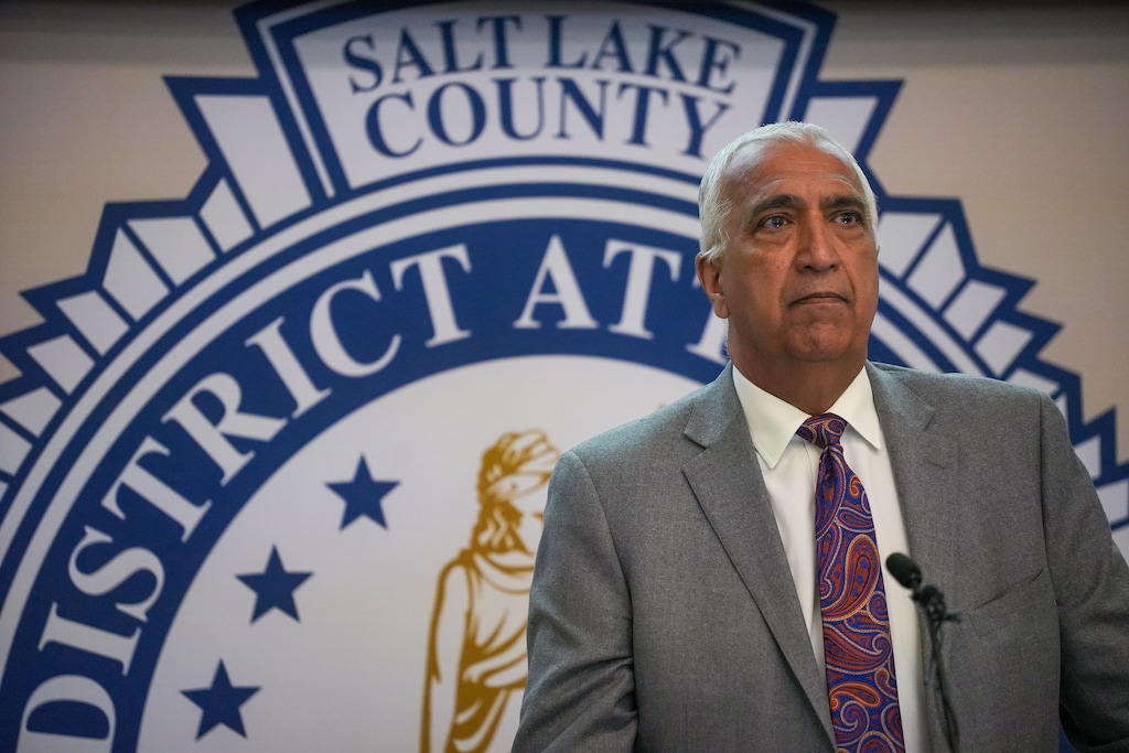 (Chris Samuels | The Salt Lake Tribune) Salt Lake County District Attorney Sim Gill in 2024. Gill said new immigration enforcement measures, combined with bills in front of the Utah Legislature, will force competition for limited beds in the county jail.